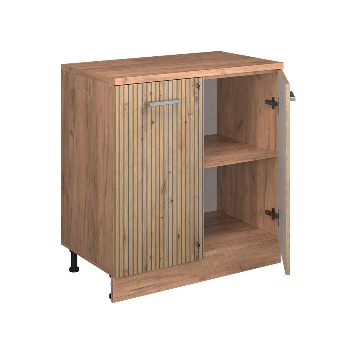 KUHINJSKA OMARA ZA POŠEVNE STREHE R-Line, Obrtniški hrast, 80 cm brez naklona z 2 vrati - medeni hrast/hrast artisan, leseni material (80/83.8/46cm) - Vicco