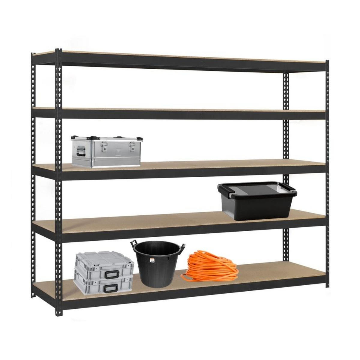 SCHWERLASTREGAL GIANT WOOD YETI FIVE | HxBxT 250x150x75cm | Fachlast 400kg | Anthrazit - Anthrazit, Metall (150/250/75cm) - PROREGAL