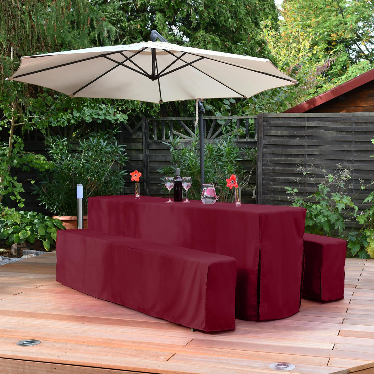 BIERTISCHHUSSE Premium L 50 cm Bordeaux 3tlg - Bordeaux, Kunststoff/Textil (50/220cm) - Beautissu 