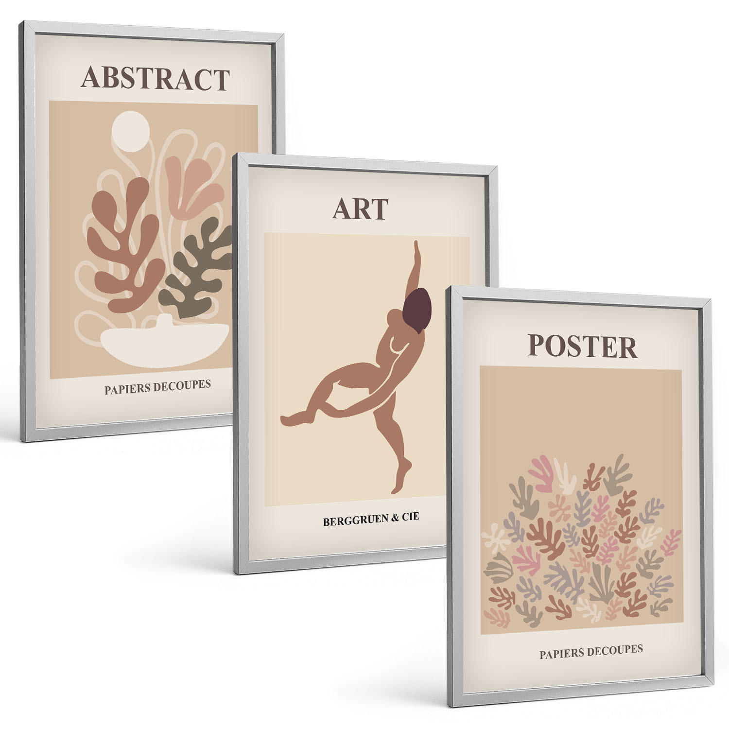 BILDER SET 3er Set - 40x60 cm Silberner Rahmen - Matisses stilvolle Kompositionen - Silberfarben, Kunststoff (40/60cm) - TULUP