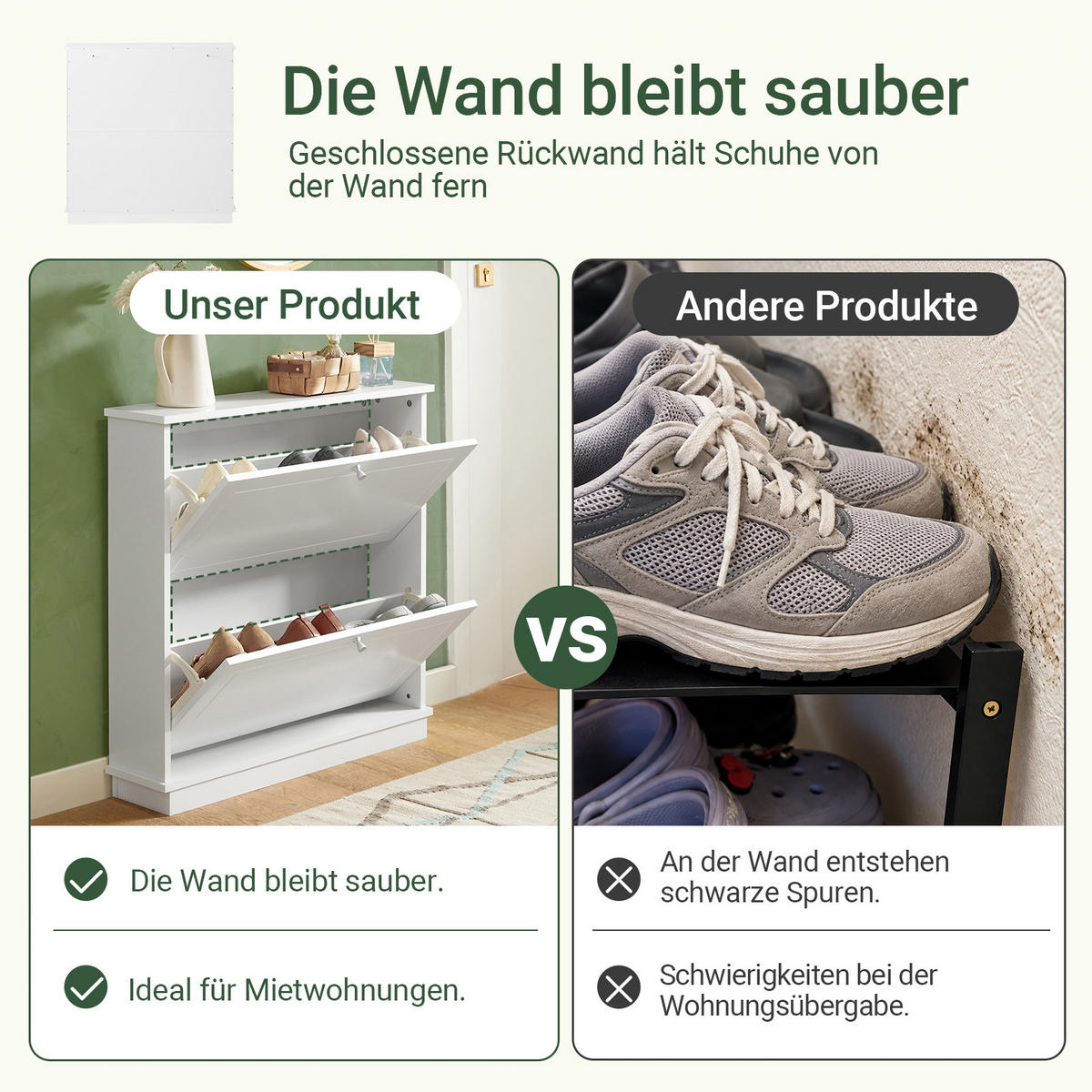 SCHUHSCHRANK schmal Weiß, 18 cm tief, ca. 6 Paare, bis EU 45, für schmale Flure und hinter der Tür - Weiß, Holzwerkstoff (76/78/18cm) - SoBuy