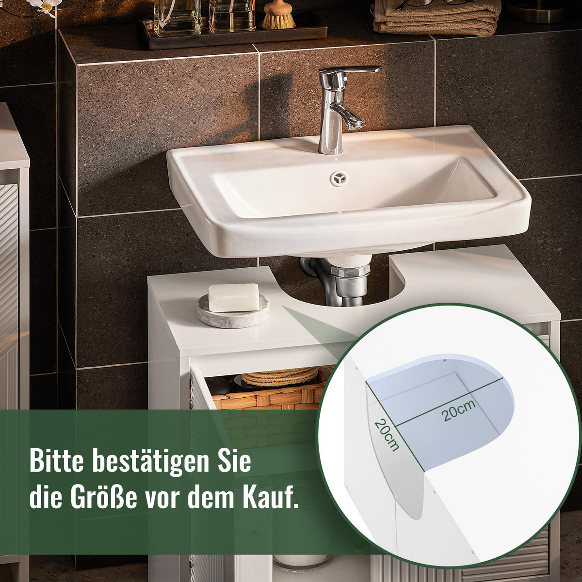 WASCHBECKENUNTERSCHRANK Weiß - Weiß, Holzwerkstoff (60/61/30cm) - SoBuy