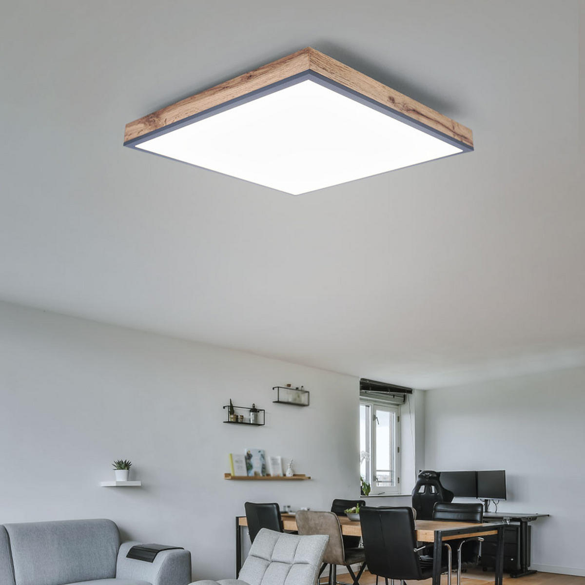 LED PANEL Aufbau Opal Weiß 30 cm - Braun, Metall (30/30/6cm)