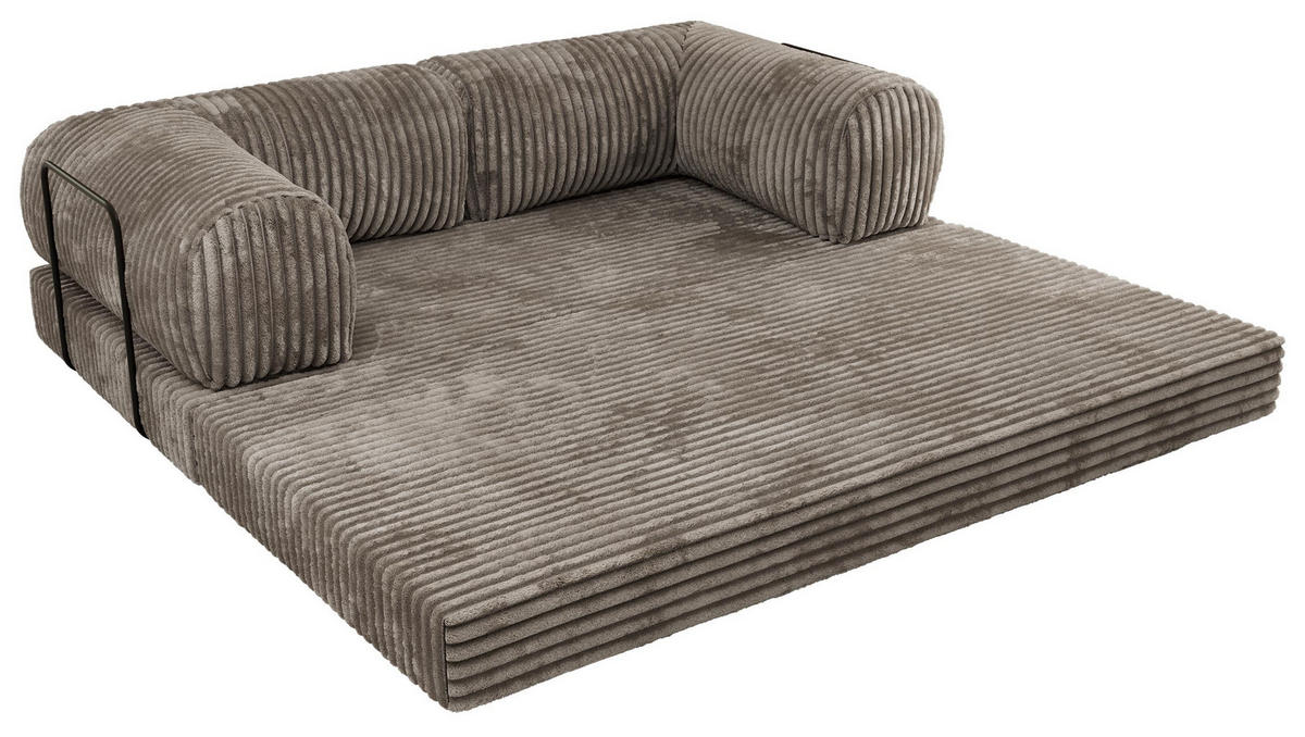 TROJMIESTNA POHOVKA ORSETTO - Svetlohnedá Manšester - svetlohnedá/čierna, kov/textil (200/70/100cm) - MKS