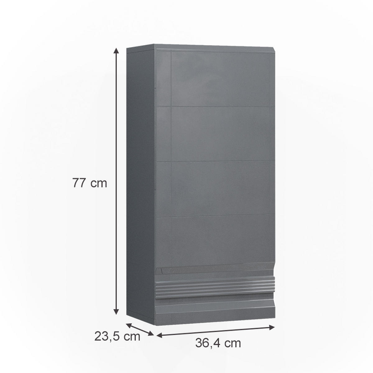 BADSCHRANK Fredd Anthrazit 77 x 36.4 cm - Schwarz Hochglanz/Anthrazit, Holzwerkstoff (77/36.4/23.5cm) - Vicco