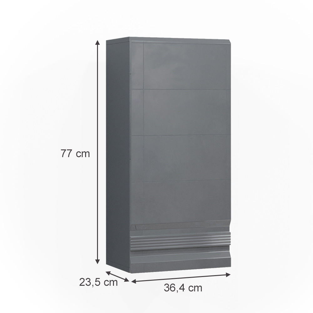 Thumbnail - Vicco Badschrank, Schwarz Hochglanz, Holzwerkstoff, 2 Fächer, Rechteckig, 36.4x77x23.5 cm, Badezimmer, Badezimmerschränk...