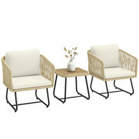 BISTROSET 3-teilig DE-06782 mit Lamell-Holztisch - Creme, Kunststoff/Metall - ComfortXL