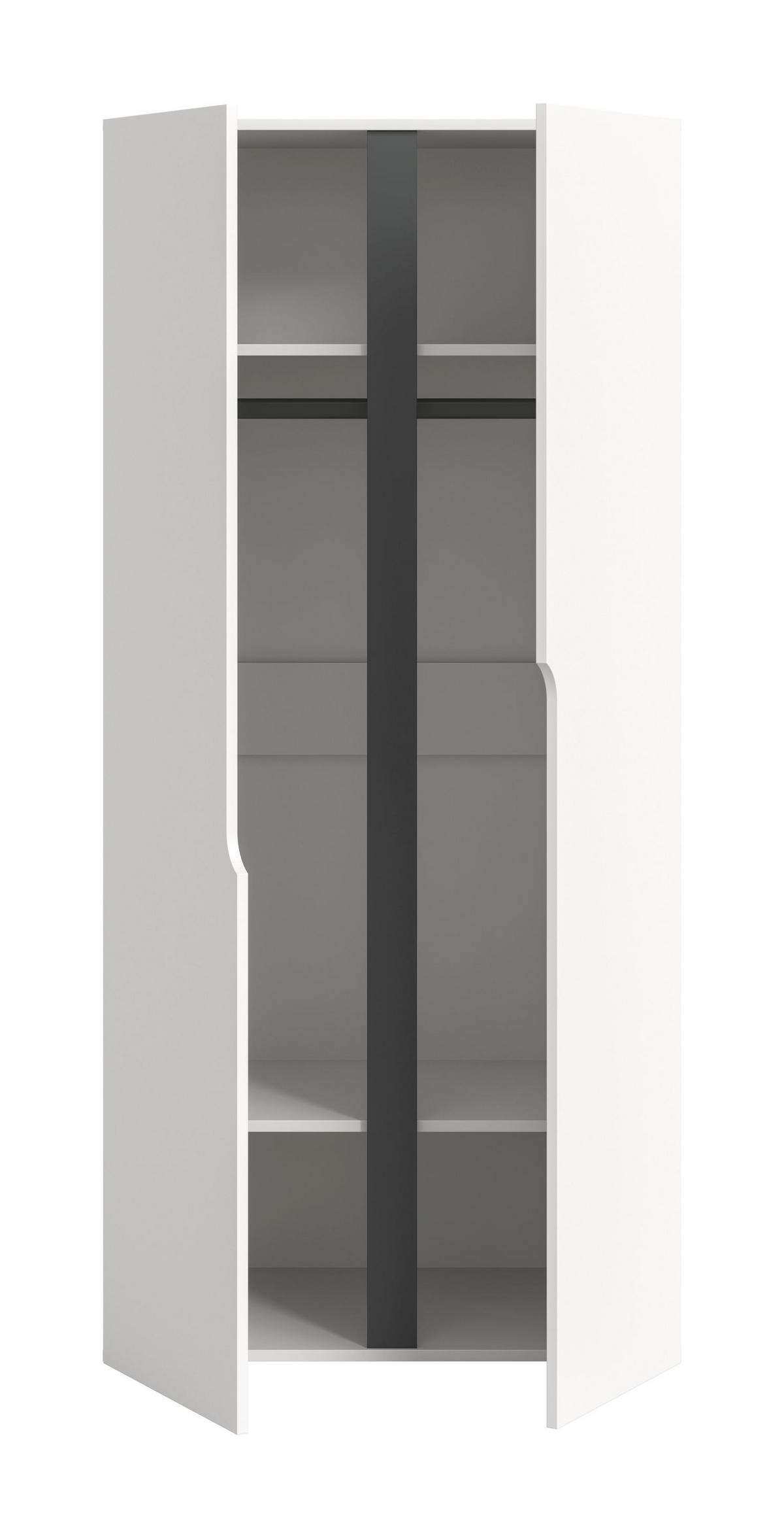 KLEIDERSCHRANK 2TÜRIG Anga weiß 80/51/180 cm - Weiß, Holzwerkstoff (80/180/51cm) - Xonox