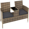 RATTAN GARTENSITZBANK Narbonne,131 x 59 x 82 cm,natur/dunkelgrau - Naturfarben, Kunststoff (61/82/131cm) - tectake