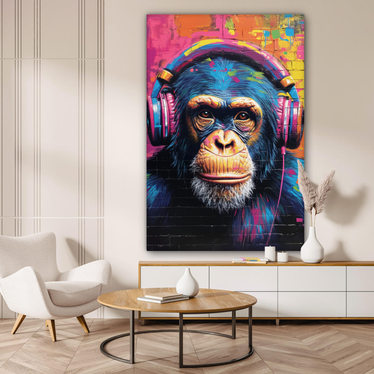 SLIKA NA PLATNU Grafiti 90x140 cm - modra, tekstil (90/140cm) - MuchoWow