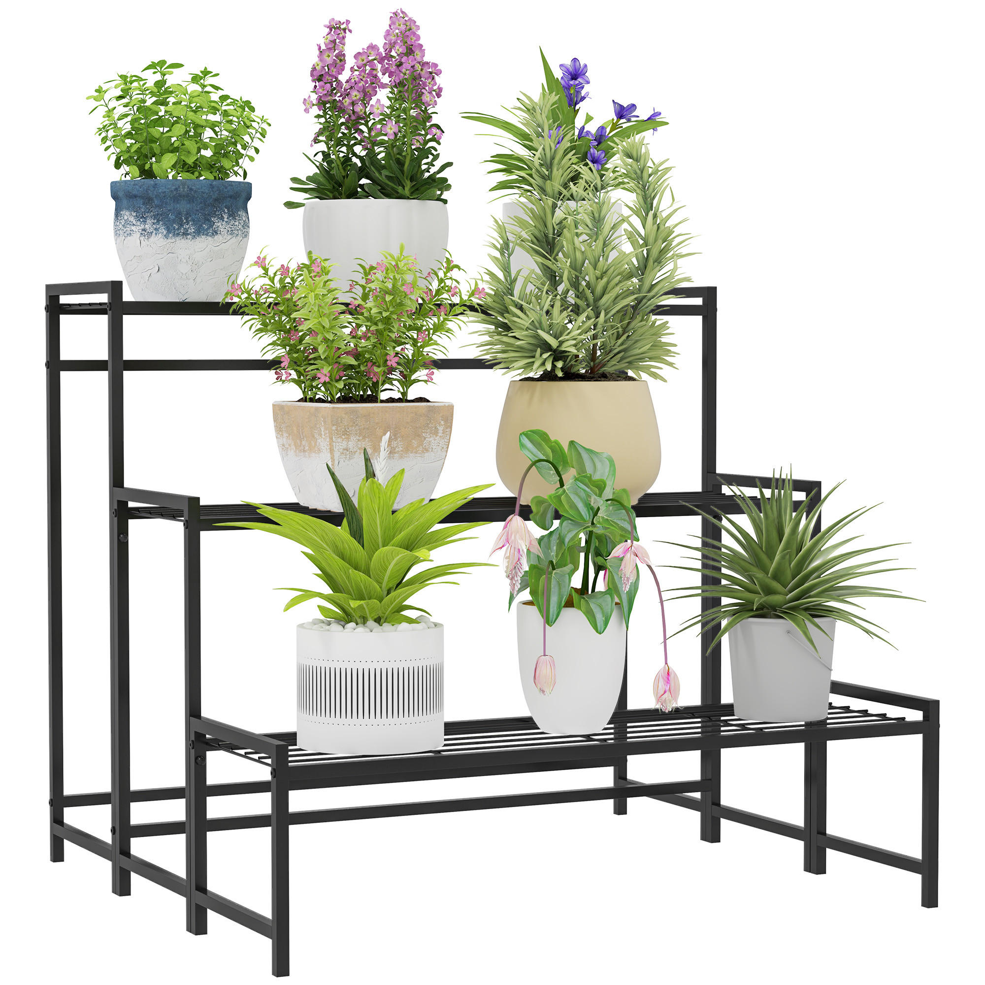 ComfortXL Blumentopfständer Schwarz 70x66x75 cm
