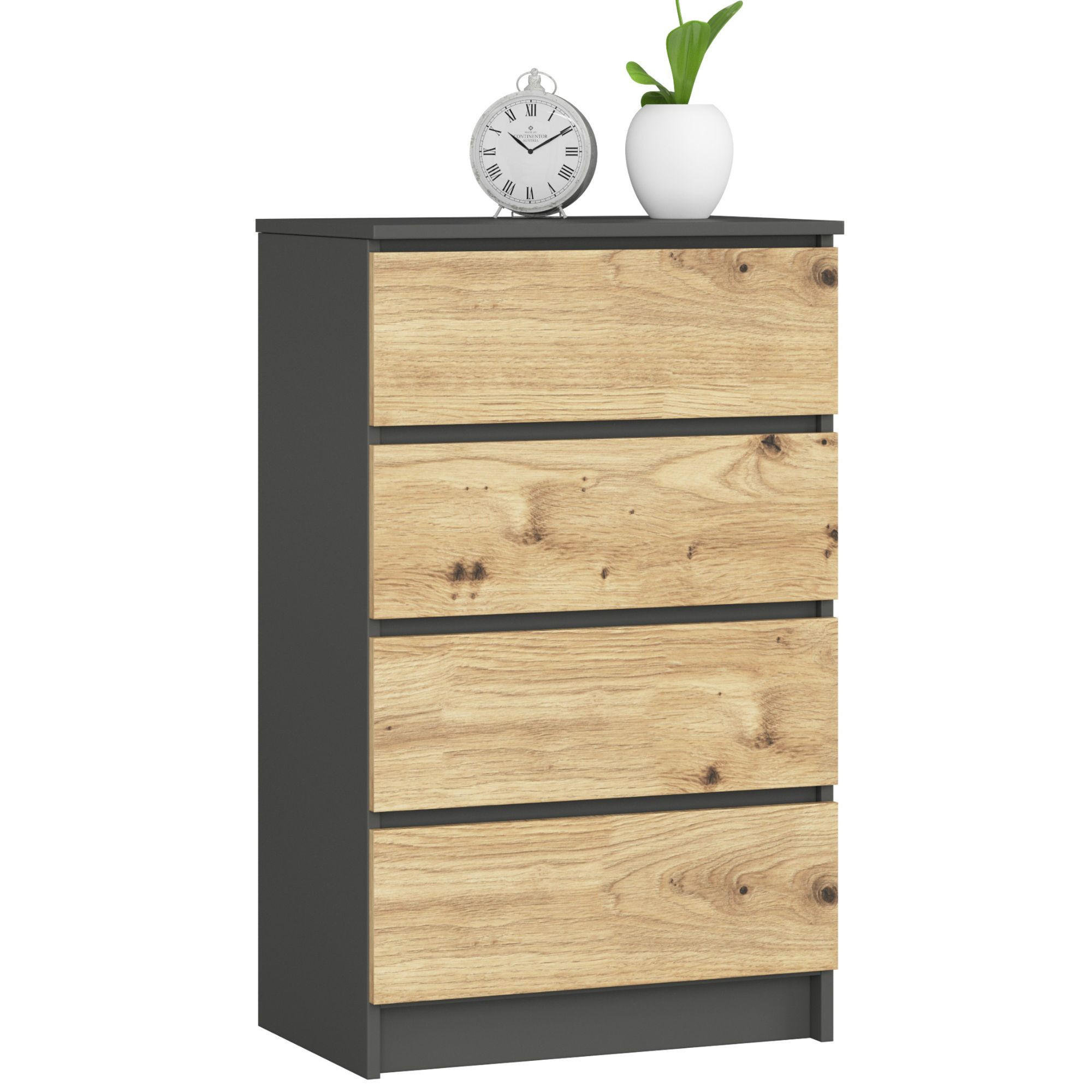 KOMMODE Grau, Eiche Artisan 60x40x99 cm - Eiche Artisan/Grau, Holzwerkstoff (60/99/40cm) - Akord