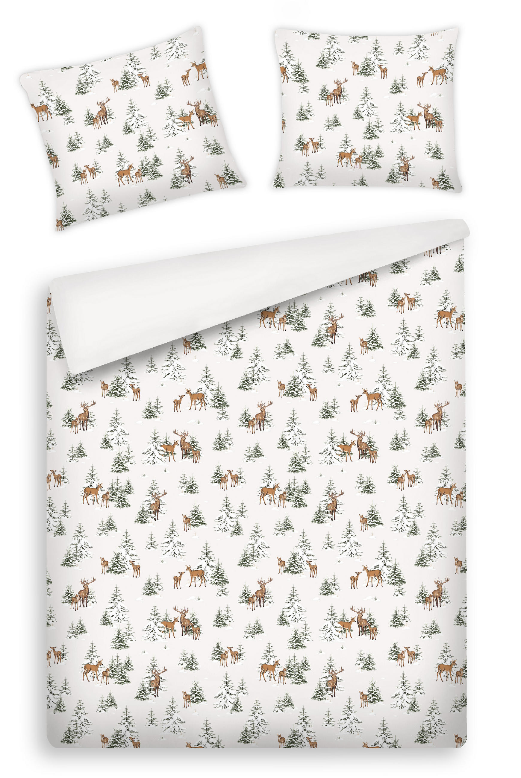 BETTWÄSCHE Baumwoll HIVROS, 160x200 cm, Hellbeige, Winter Weihnachten Bettbezug, Weihnachtsdeko, Christmas, Weihnachtsmotiv - Beige, Textil (160/200cm) - home&you