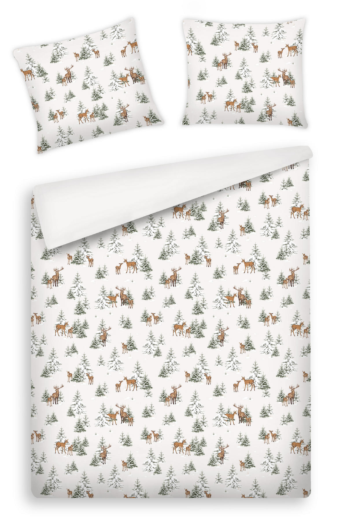 BETTWÄSCHE Baumwoll HIVROS, 160x200 cm, Hellbeige, Winter Weihnachten Bettbezug, Weihnachtsdeko, Christmas, Weihnachtsmotiv - Beige, Textil (160/200cm) - home&you