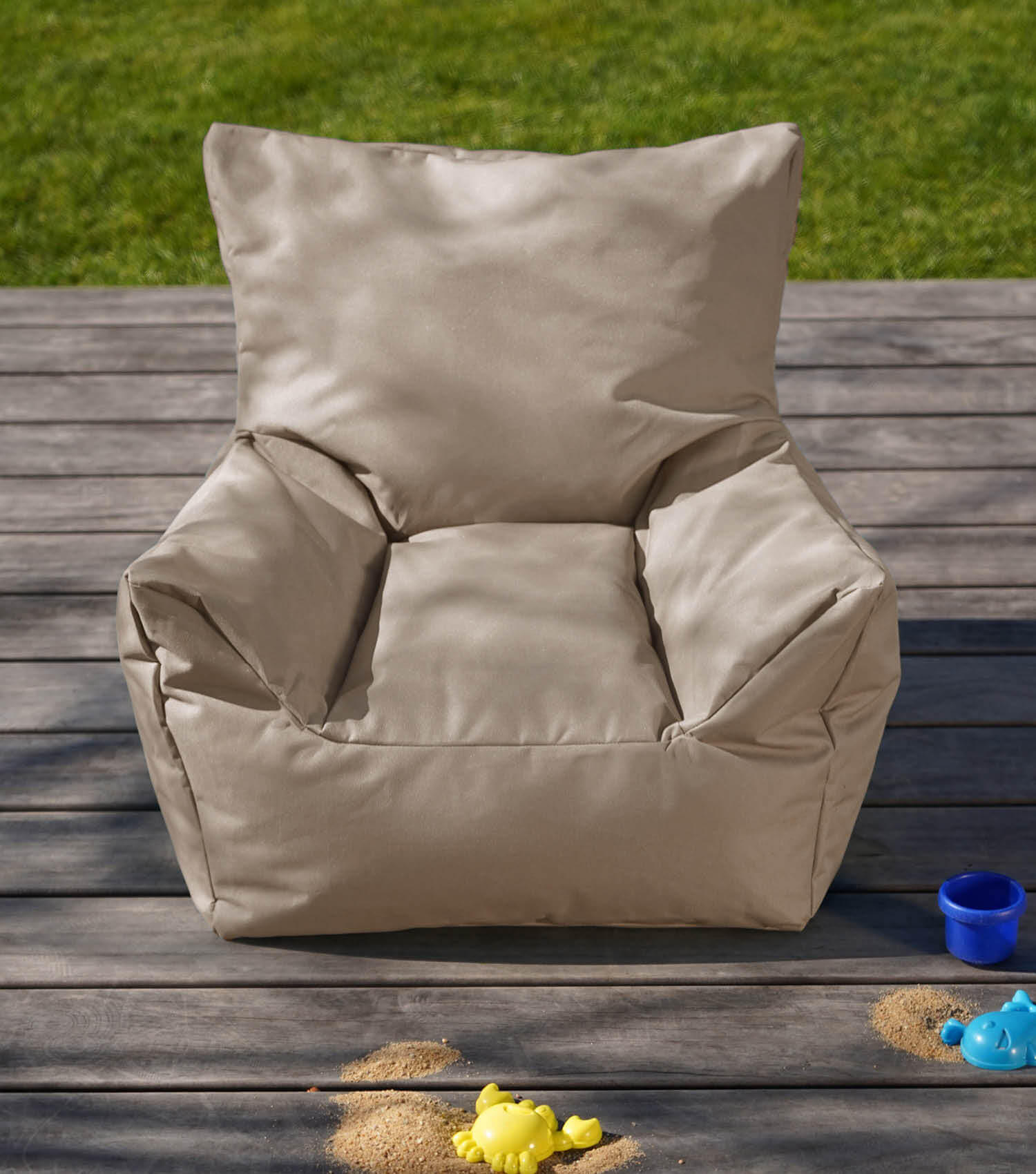 OOUTDOOR-KINDER-SITZSACK Der Gartenzwerg - Beige, Textil (52/57/53cm) - Mokebo