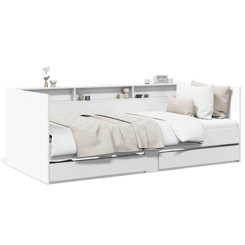 TAGESBETT Mit Schubladen Ohne Matratze Weiss 90/200 Cm - Hellgrau, Holzwerkstoff (90/200cm) - vidaXL