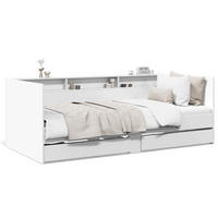 TAGESBETT Mit Schubladen Ohne Matratze Weiss 90/200 Cm - Hellgrau, Holzwerkstoff (90/200cm) - vidaXL