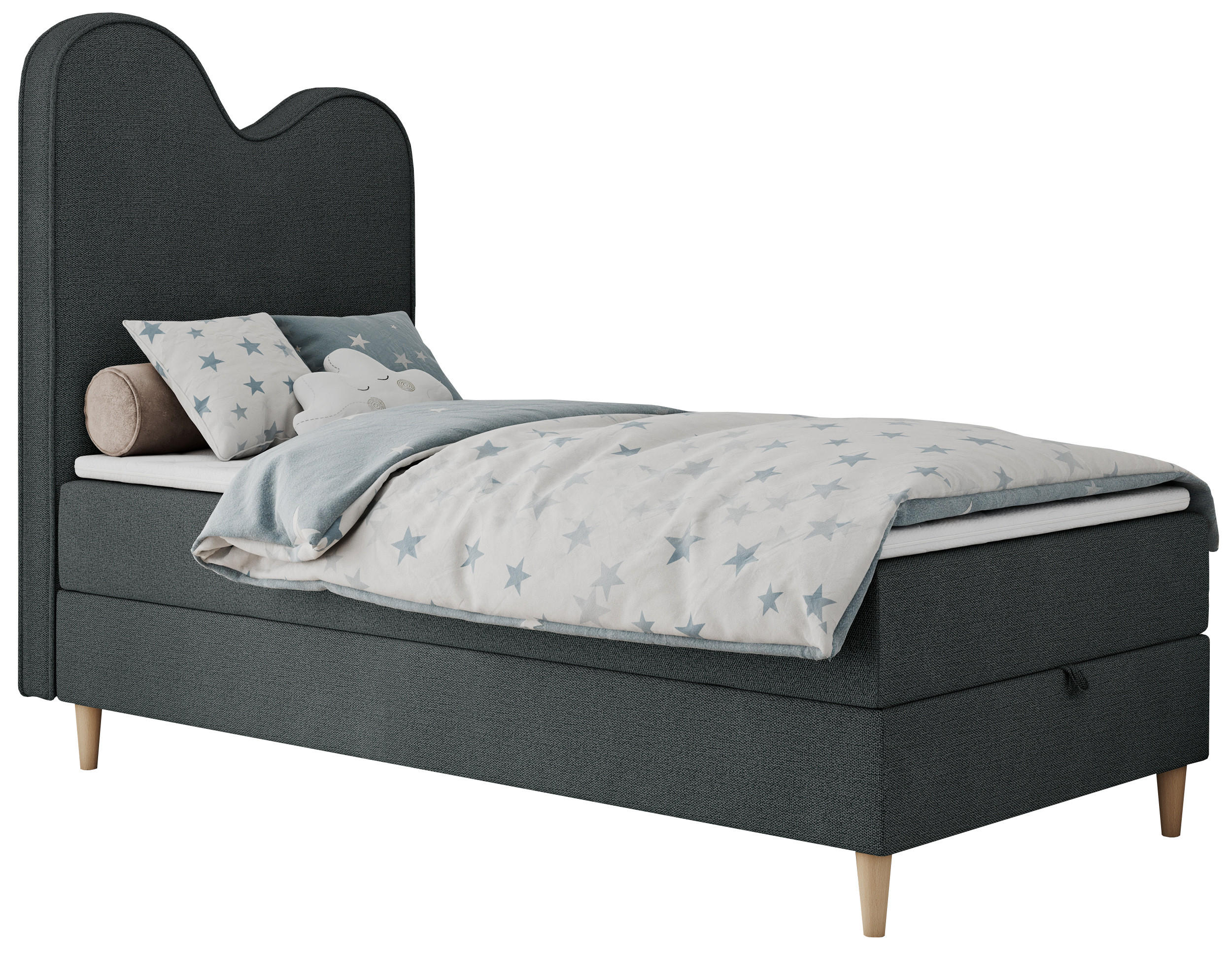 BOXBETT FLOW 90/180 Dunkelgrau Struktur - H3 - Dunkelgrau, Holz/Textil (90/180cm) - MKS