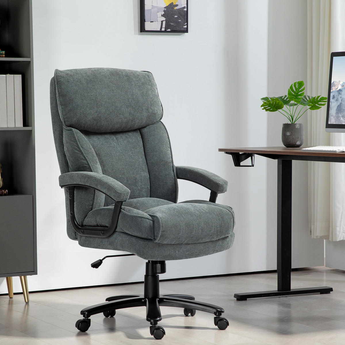 BÜROSTUHL, 200 kg Tragekapazität, Grau - Grau, Textil (79/125/68.5cm) - HOMCOM