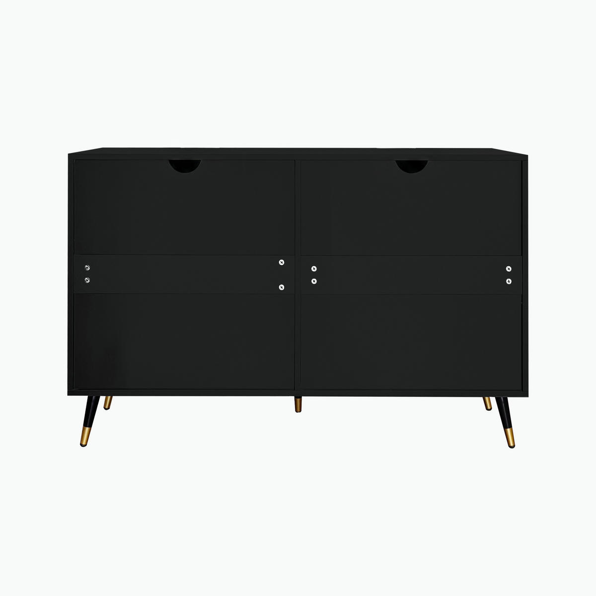 SIDEBOARD DE-38220 120/40/77 cm mit 6 Schubladen und goldenen Griffen Schwarz - Schwarz, Holzwerkstoff (120/77/40cm) - ComfortXL