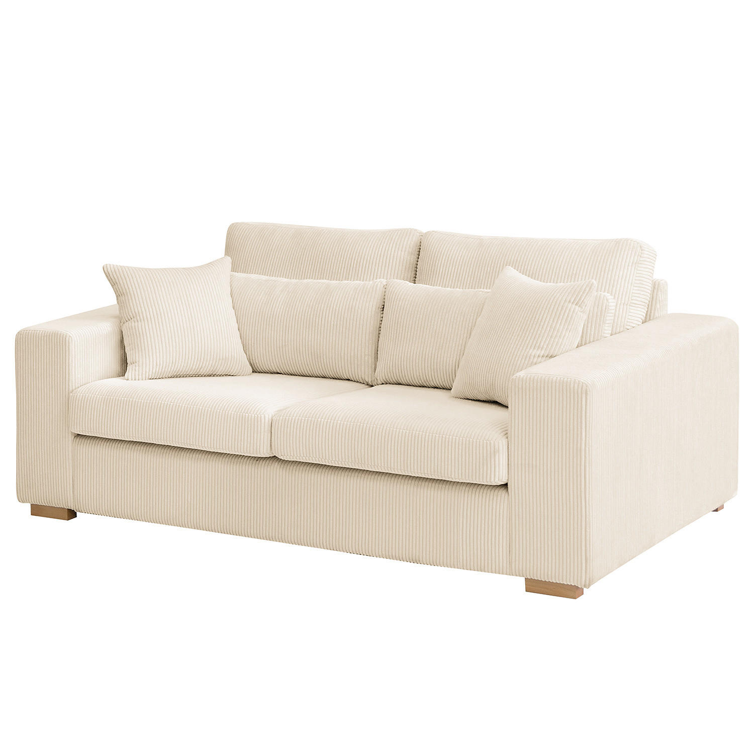 2,5-SITZER SOFA - Buchefarben/Creme, Holz/Buchenholz (194/85/104cm) - home24