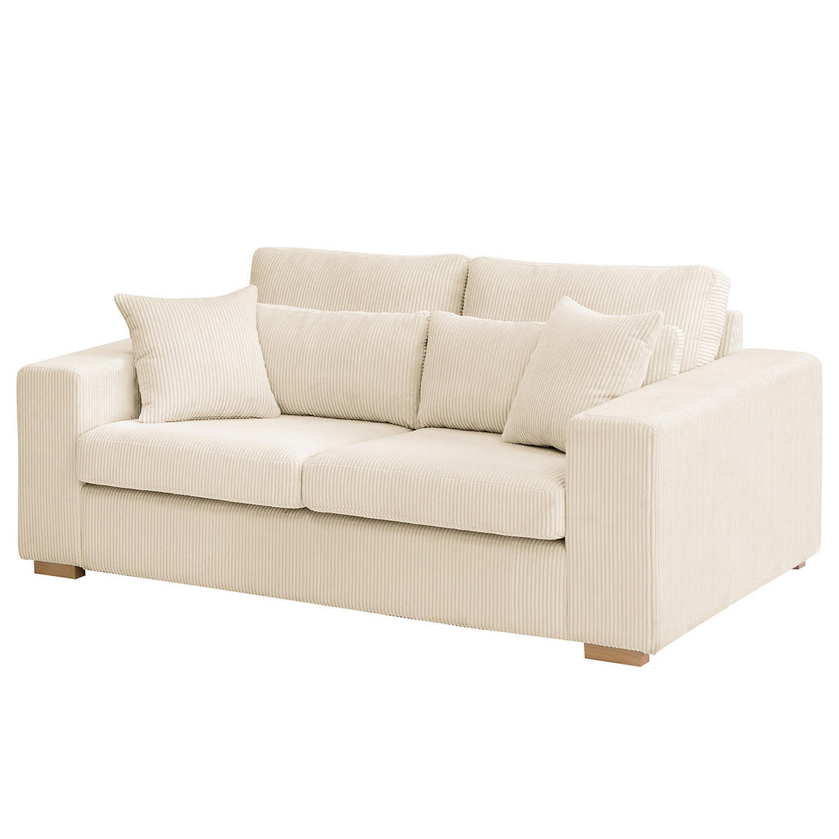 2,5-SITZER SOFA - Buchefarben/Creme, Holz/Buchenholz (194/85/104cm) - home24