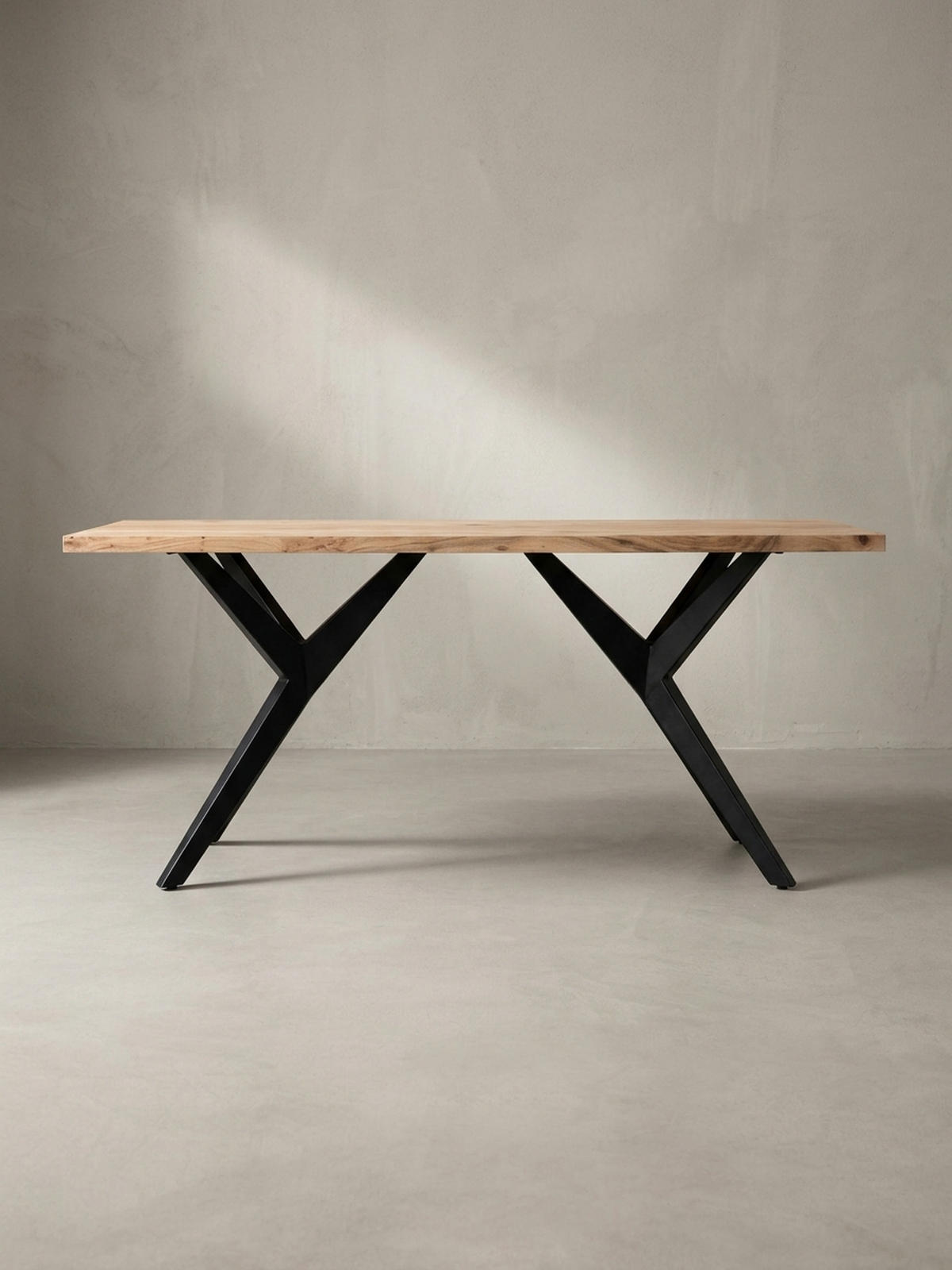 ESSTISCH Massivholz Metall Rechteckig Loft-Stil, Akazie 180x90x76 cm - Schwarz/Akaziefarben, Holz/Metall (90/180/76cm) - KADIMA DESIGN