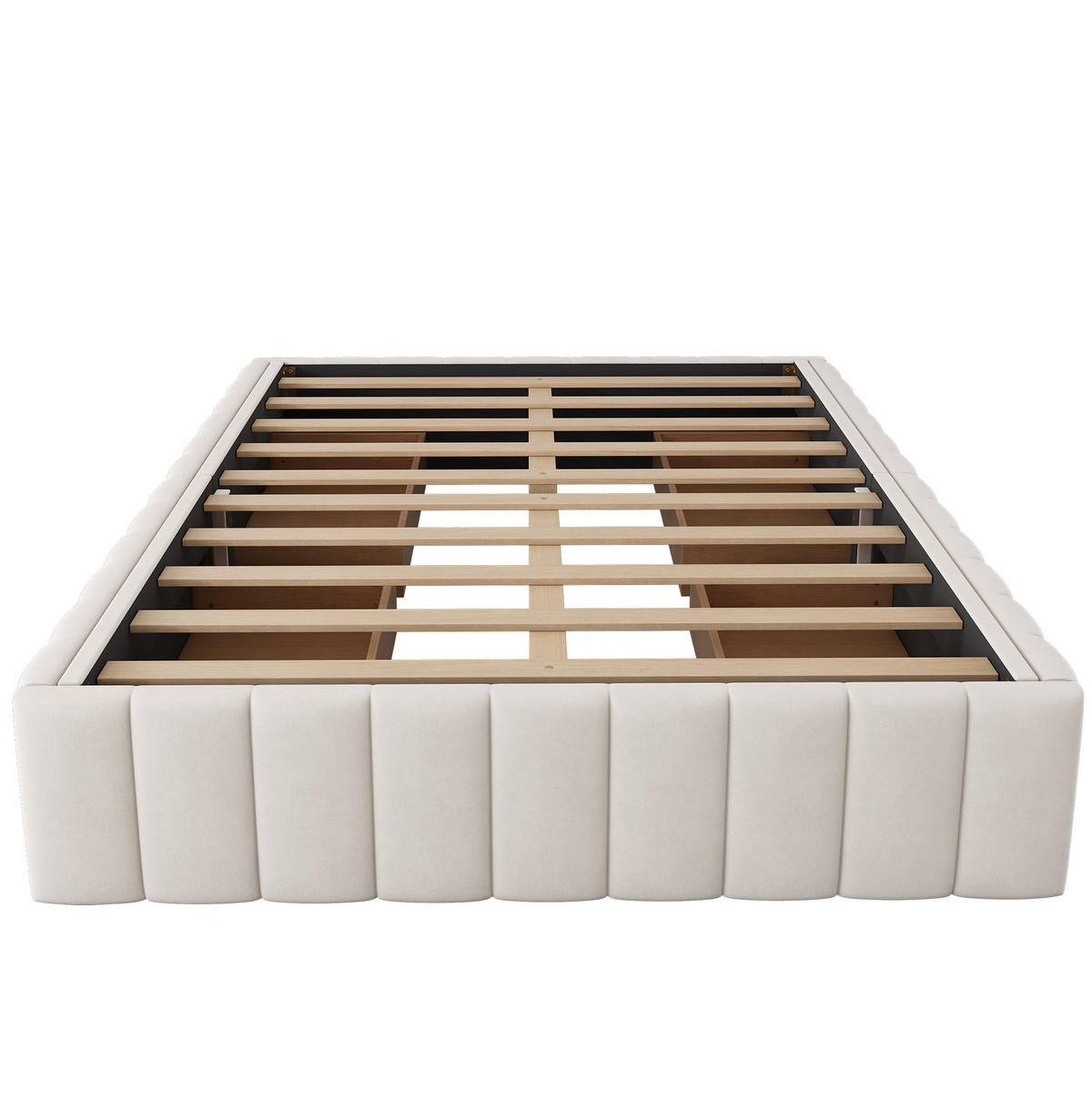 POLSTERBETT aus Samt 140x200 cm Beige mit 4 Schubladen und Lattenrost - Beige, Textil (140/200cm) - IVMEU