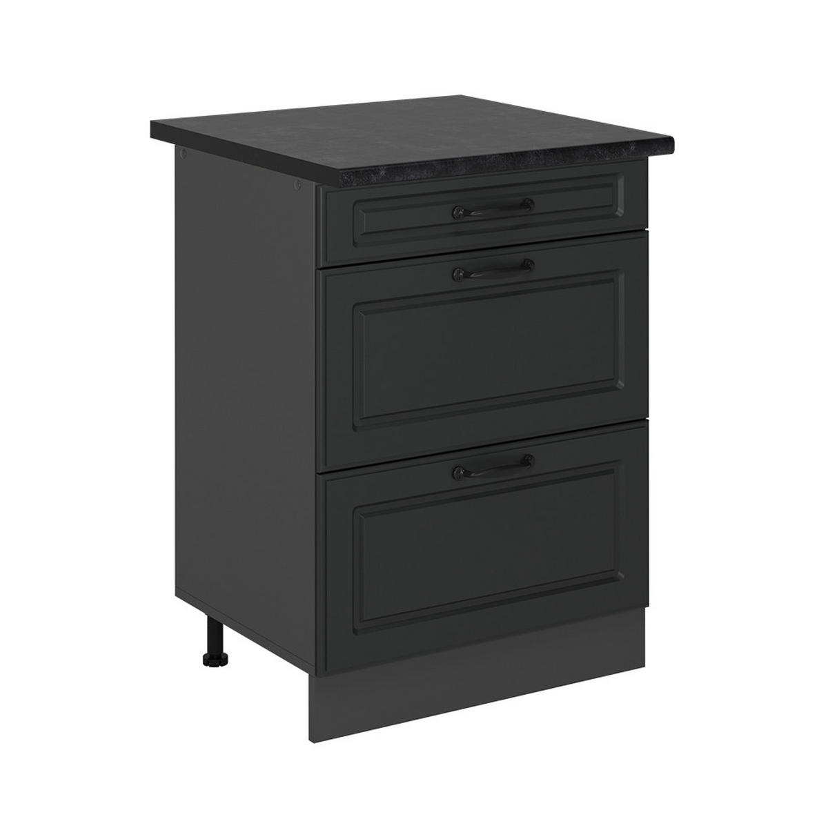 KÜCHENUNTERSCHRANK R-Line Anthrazit Landhaus 60 cm mit Schubladen, AP Anthrazit - Anthrazit, Holzwerkstoff (60/81.6/60cm) - Vicco