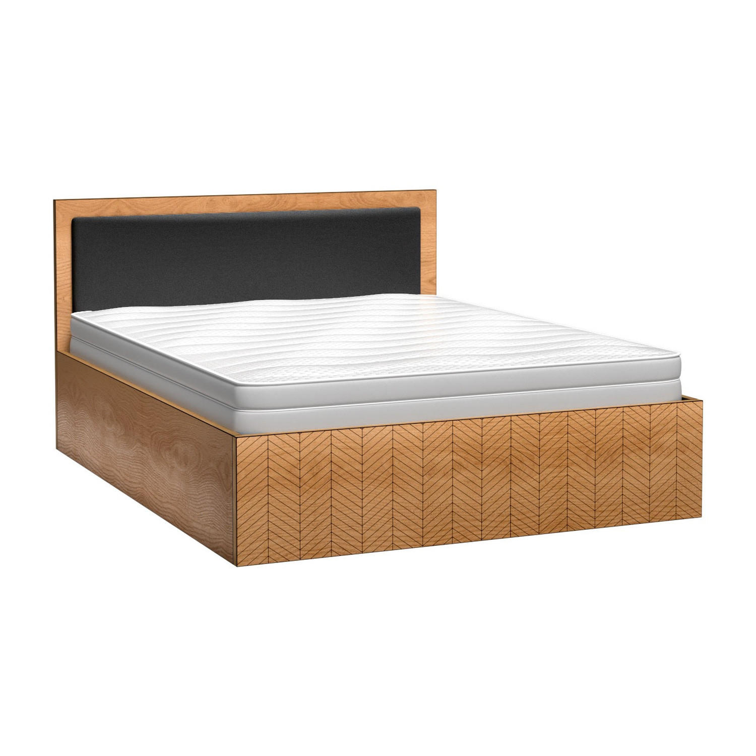 BETT MIT BETTKASTEN Fonti F-12 160 x 200 cm Karamell-Eiche - Eichefarben, Holzwerkstoff/Metall (160/200cm) - Koseto