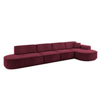 ECKSOFA Ottomane Rechts MARI-L3-v3 - 402x163x81 cm Bordeaux Velours - Bordeaux/Schwarz, Holzwerkstoff/Kunststoff (402/163cm) - ALTDECOR