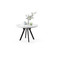 ESSTISCH rund Weiß matt - Schwarz matt ausziehbar - Schwarz/Weiß, Holzwerkstoff (110/110/77.5cm) - designimpex