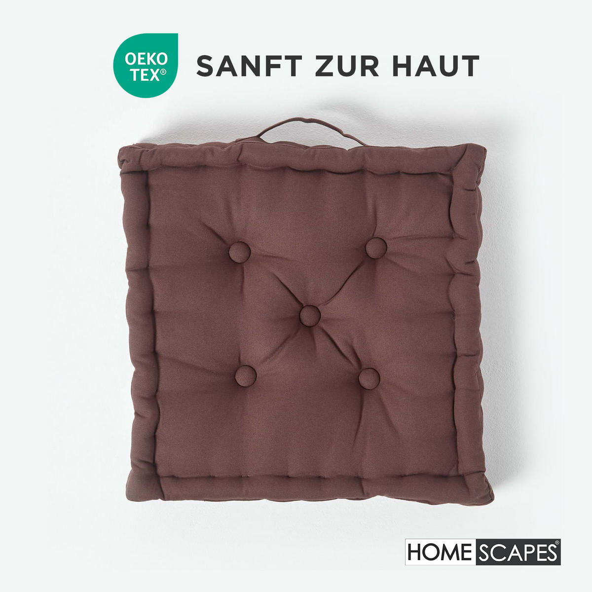 SITZKISSEN braun 50/50/10 cm – Bodenkissen unifarben - Braun, Textil (50/50/10cm) - Homescapes