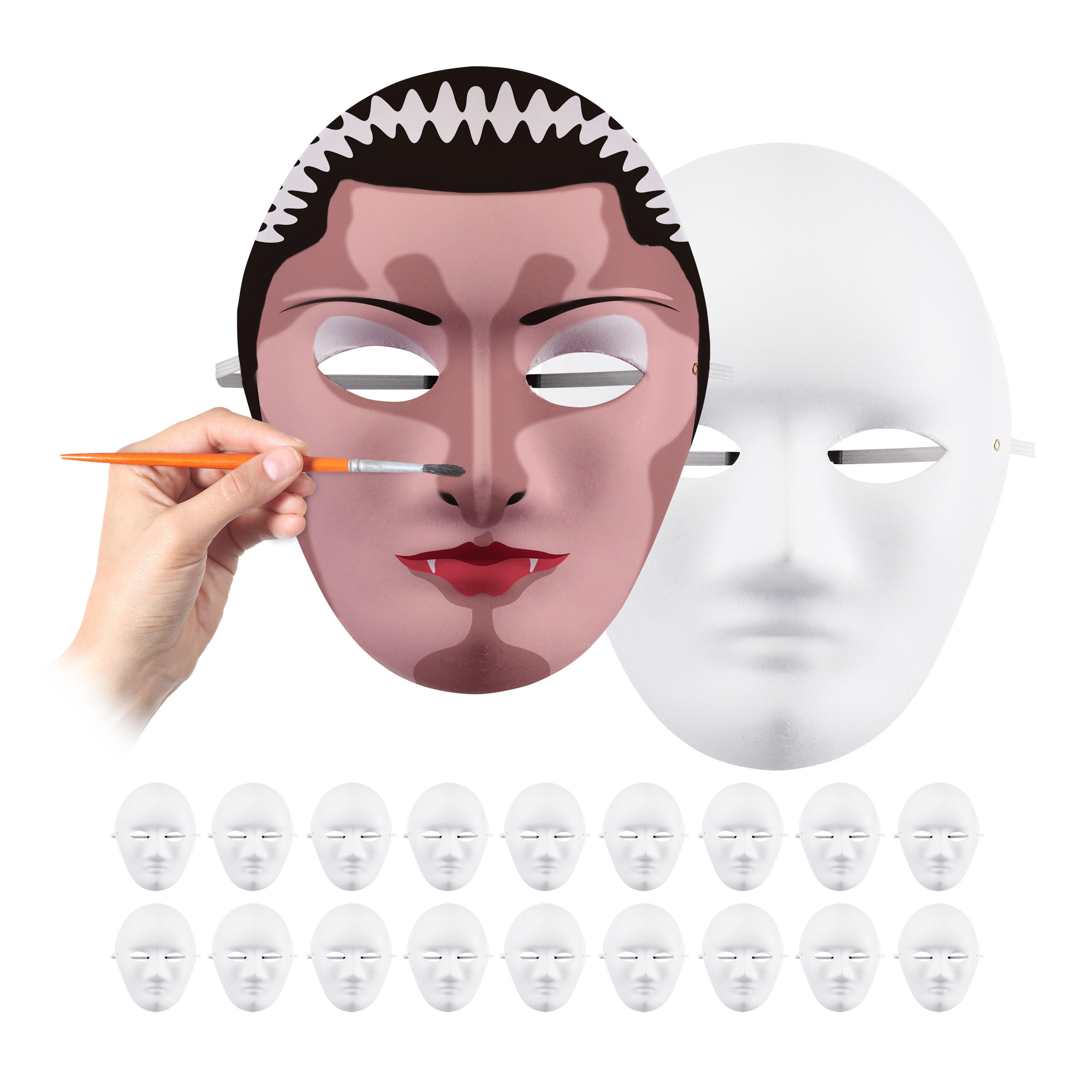 MASKE 20er-Set - Weiß, Wellpappe (18.5/24/8cm) - Relaxdays