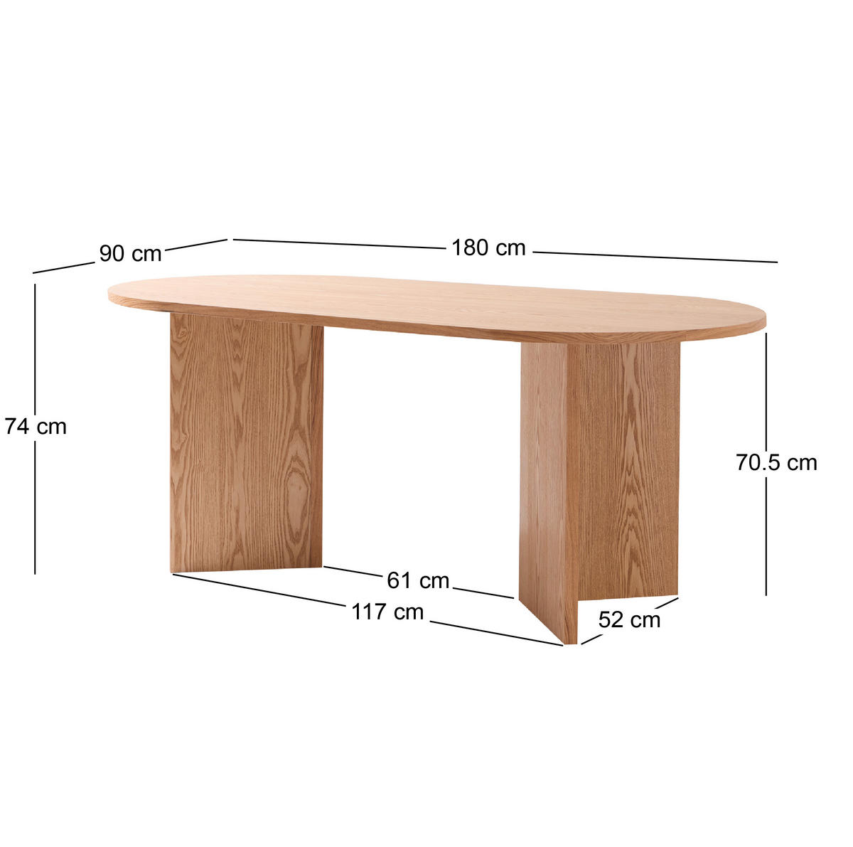 ESSTISCH Oval Braun 120 x 75 x 75 (cm) - Braun, Holz (90/180/74cm) - Nordlys