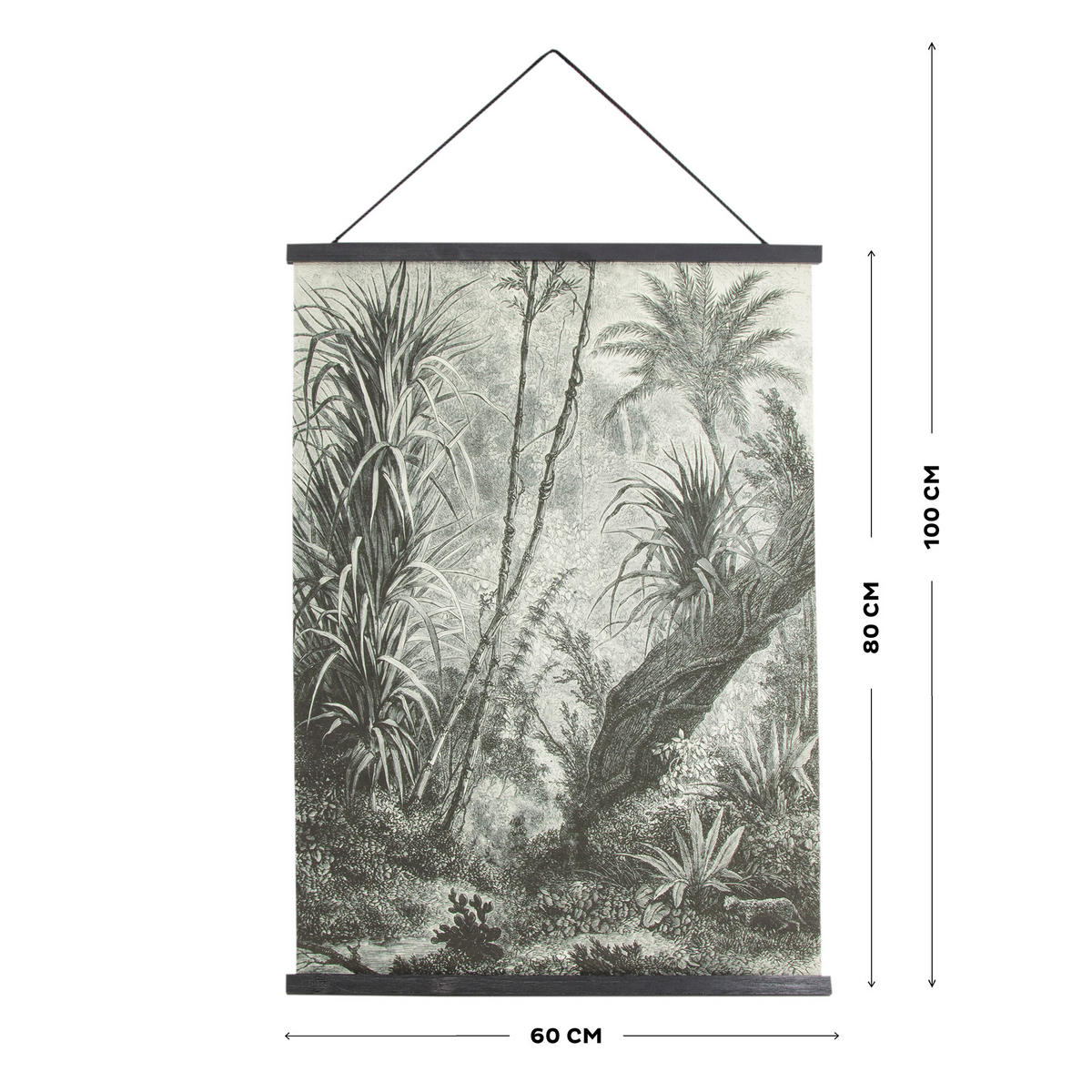 TEXTILPOSTER Amazonas - Schwarz/Weiß, Holz/Textil (60/80/0.1cm) - Art for the Home