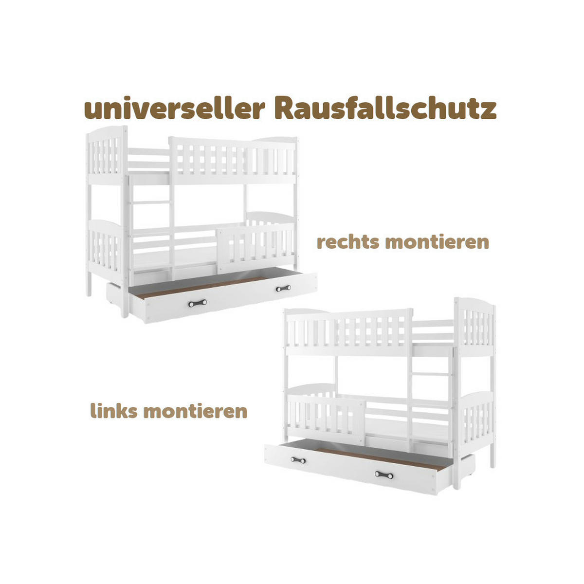 ETAGENBETT JAKOB mit Lattenrost - Weiß, Holz (90/200cm) - Interbeds