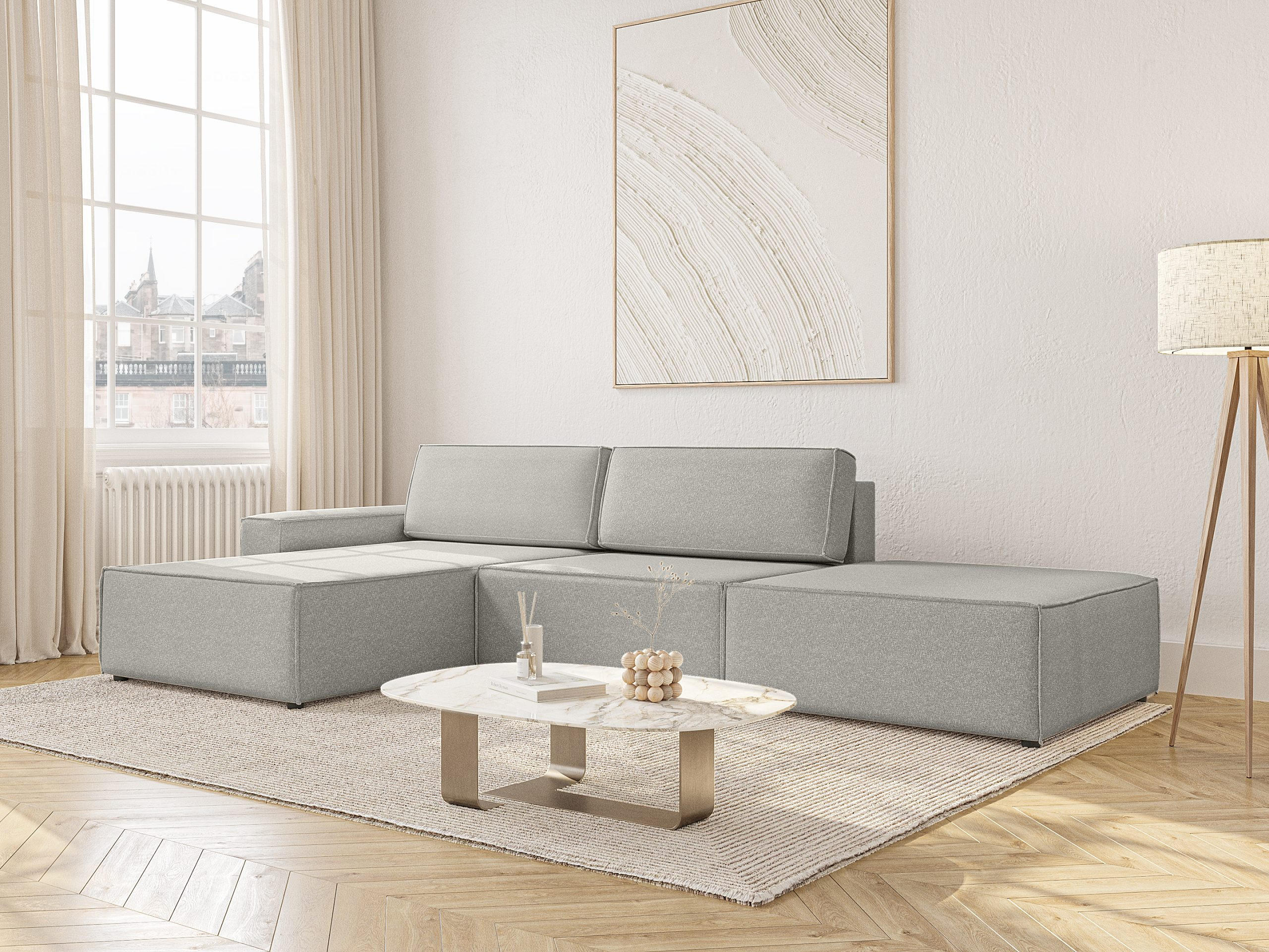 Thumbnail - Fedve Ecksofa, Grau, Textil, L-Form,L-Form, 323x185 cm, Wohnzimmer, Sofas & Couches, Wohnlandschaften, Ecksofas