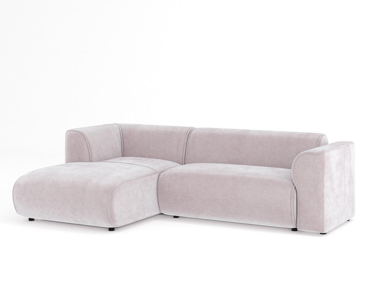 ECKSOFA Melani Lila Samtstoff - Flieder/Schwarz, Holz/Holzwerkstoff (253/153cm) - Maison de Reve