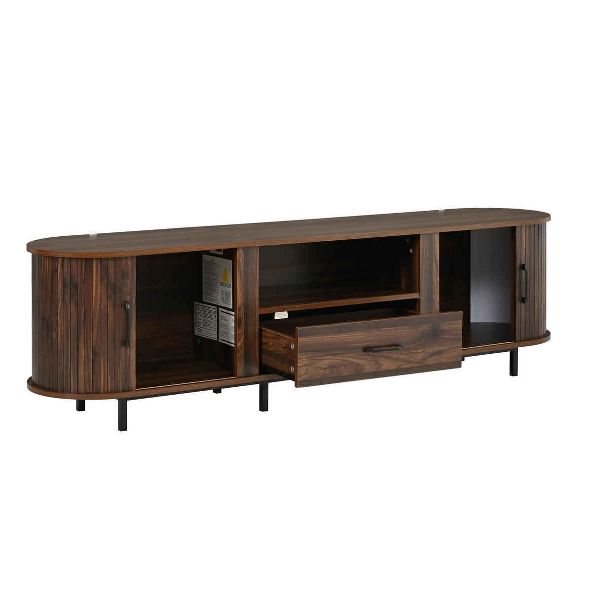 TV-SCHRANK 180/40/45 cm Walnuss mit 1 Schublade und 2 Schiebetüren - Nussbaumfarben, Holzwerkstoff/Metall (180/45/40cm) - Oxeza