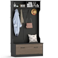 GARDEROBENSTÄNDER mit Schuhschrank schwarz - Schwarz, Holzwerkstoff (100/180/71cm) - COSTWAY