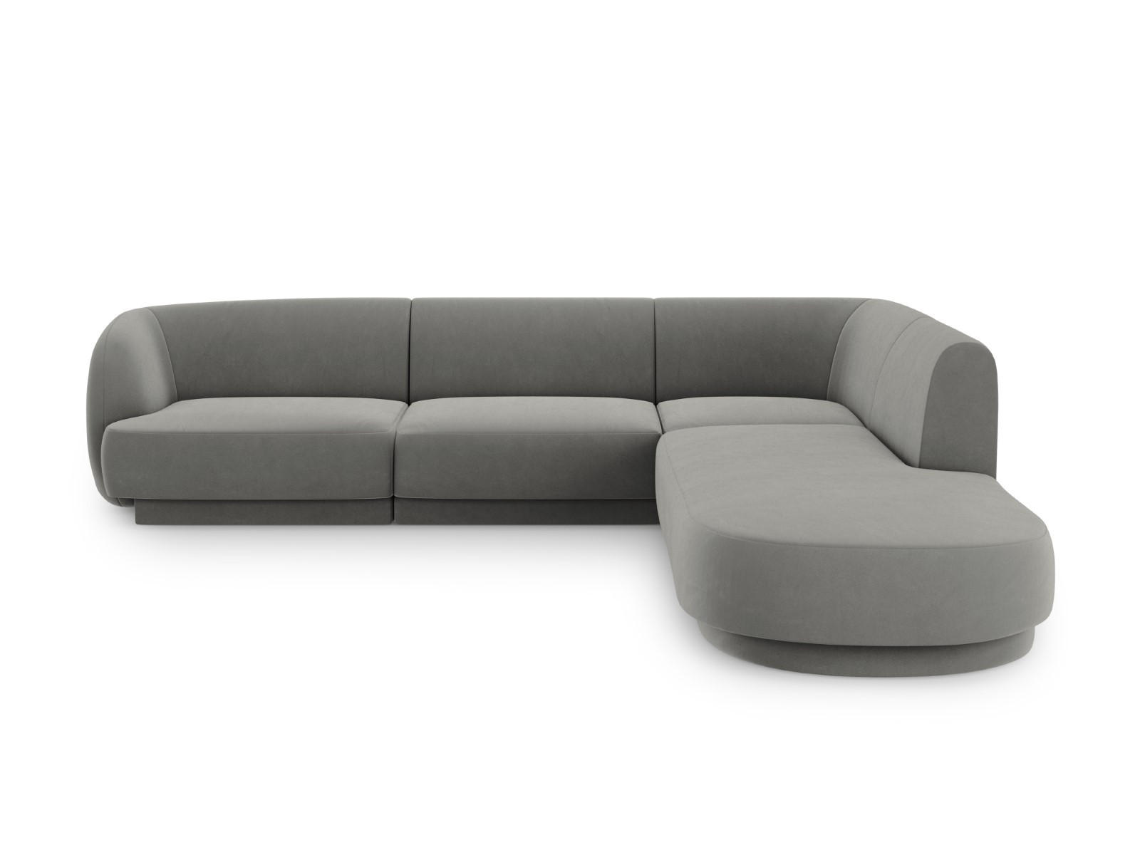 ECKSOFA rechts Miley aus Samt hellgrau 6 Sitzplätze - Hellgrau, Textil (248/255cm) - Micadoni