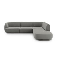 ECKSOFA rechts Miley aus Samt hellgrau 6 Sitzplätze - Hellgrau, Textil (248/255cm) - Micadoni