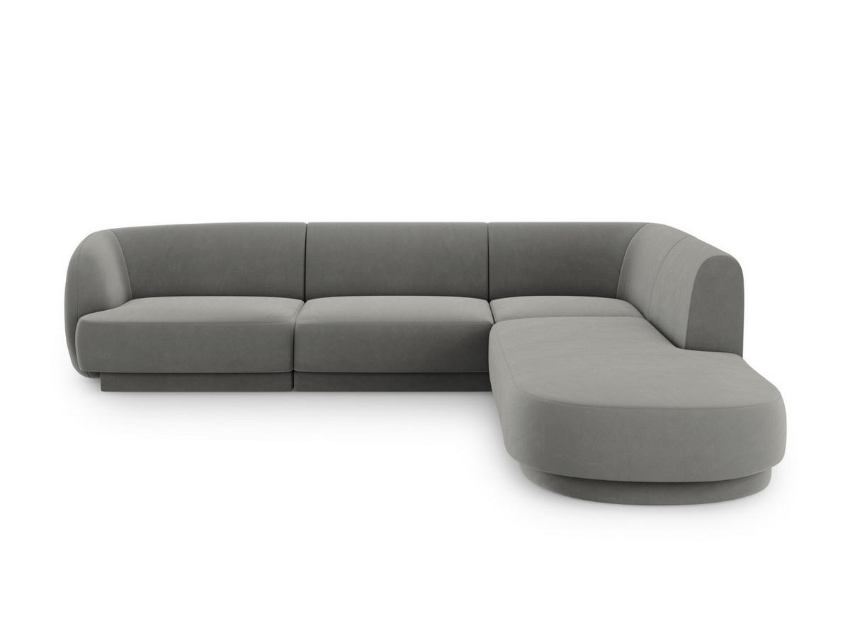 ECKSOFA rechts Miley aus Samt hellgrau 6 Sitzplätze - Hellgrau, Textil (248/255cm) - Micadoni
