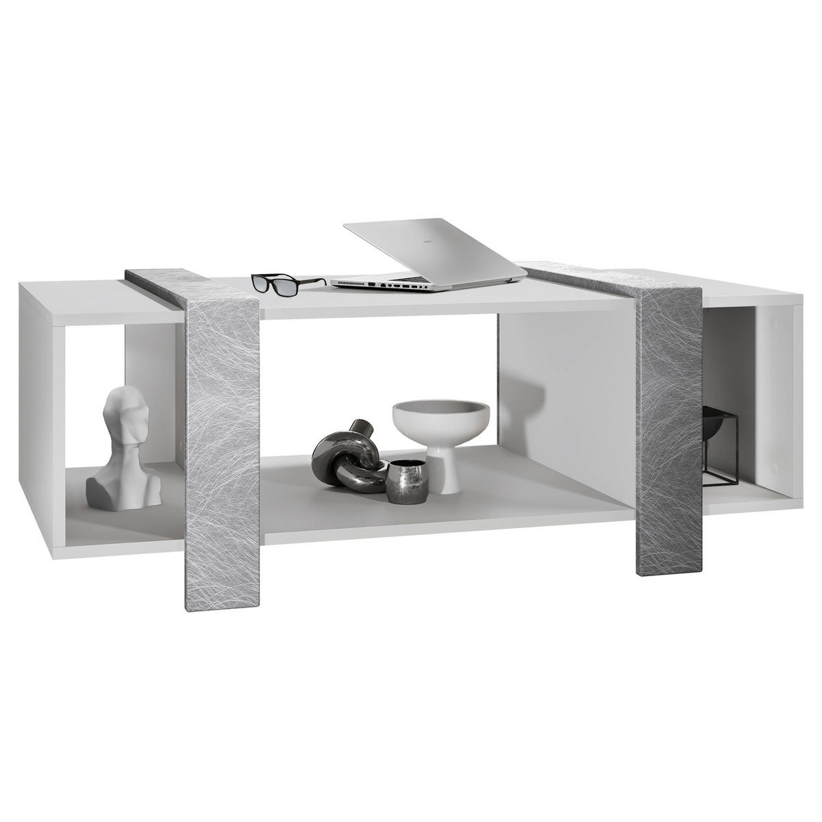 COUCHTISCH Ida Blenden in Scratchy Metal - Silberfarben, Holzwerkstoff (56.5/110.5/42cm) - Vladon