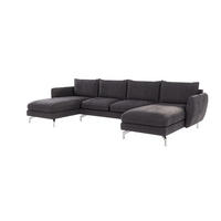 WOHNLANDSCHAFT Elou Graphit Luxusmicrofaser - Chromfarben/Graphitfarben, Textil/Metall (349/87/167cm) - S-Style Möbel