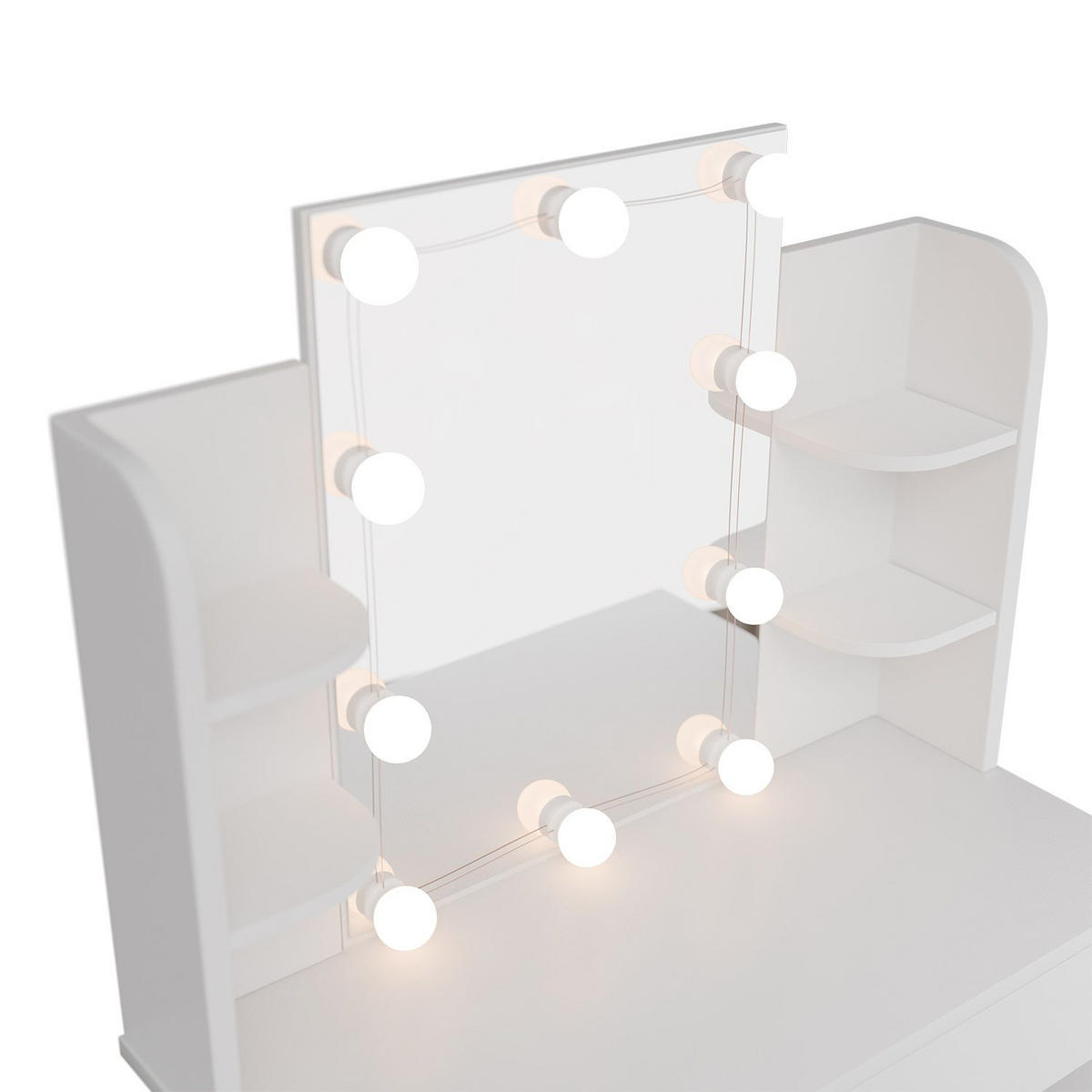 SCHMINKTISCH Zoey mit LED-Beleuchtung - Weiß, Holz (40/140/90cm) - Juskys