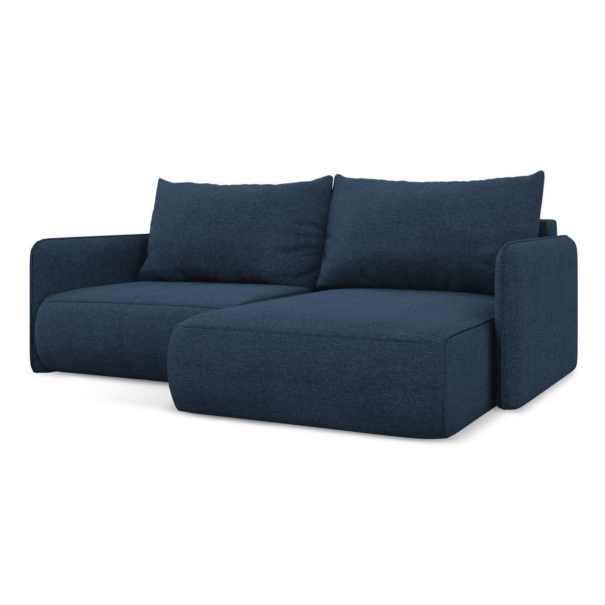 ECKSOFA mit Schlaffunktion Chenille Stoff Blau - Blau/Schwarz, Kunststoff/Textil (207/148cm) - LaMiaSofa