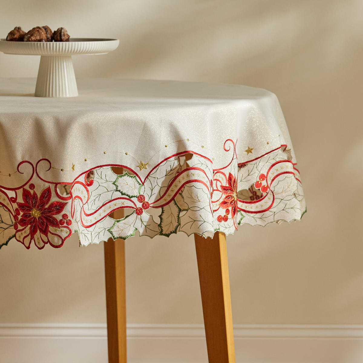 TISCHDECKE Weihnachten Estrelo 158 cm, Rund Gold - Goldfarben, Textil (158cm) - home&you