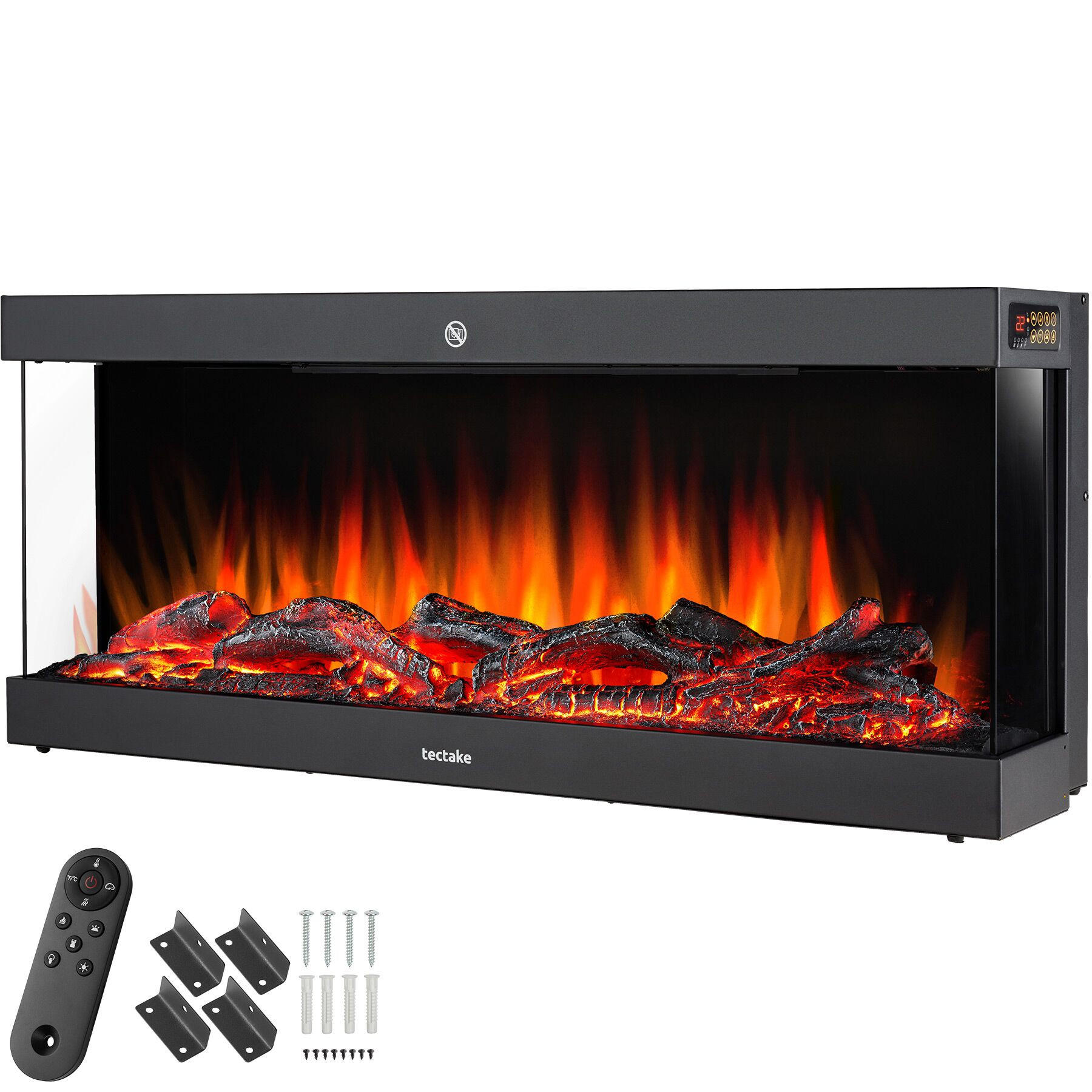 tectake Elektro-Wandkamin Schwarz 91.4x38x24.5 cm